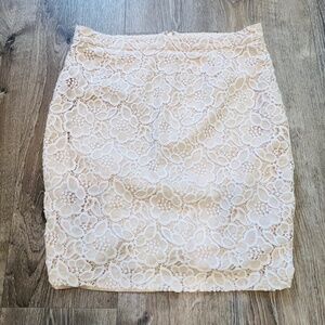 eva mendes floral lace beige pencil skirt size 18 coquette Fairycore Romantic